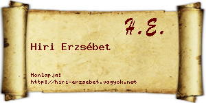 Hiri Erzsébet névjegykártya